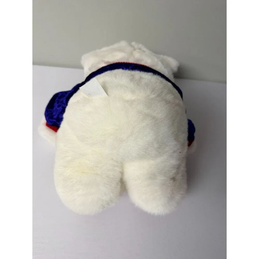 Vintage 1999 Christmas Teddy Bear White Plush Santa Sweater 14in